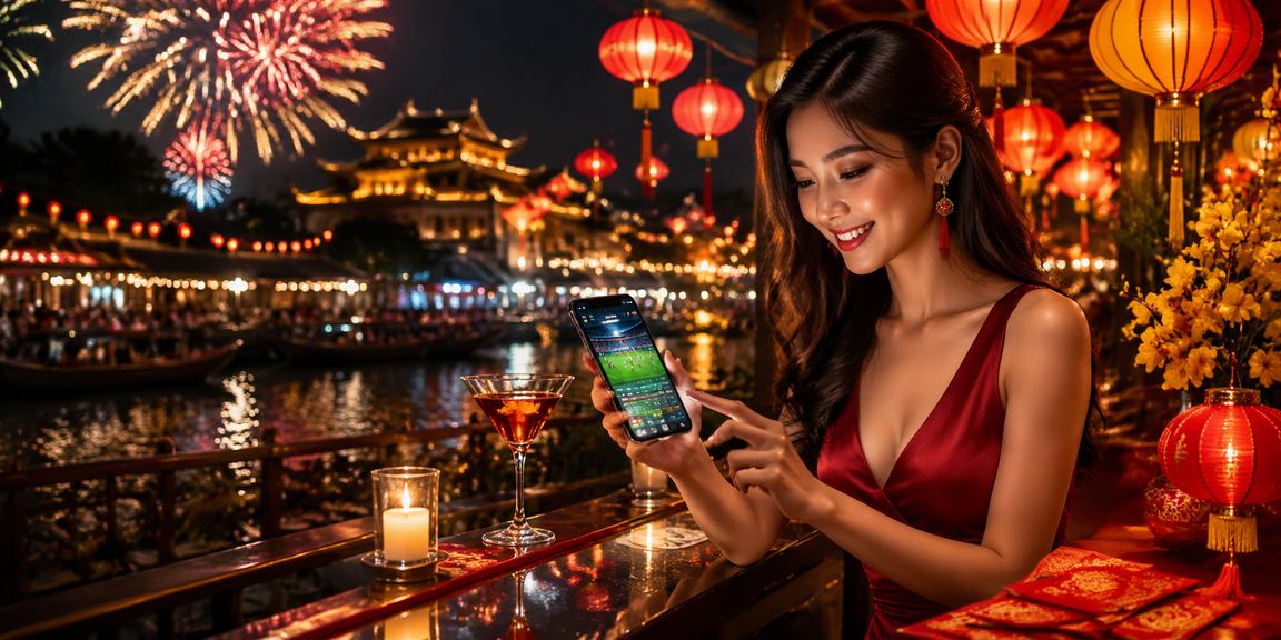 Người dùng ở Huế xem ưu đãi thể thao tại khu chợ đêm trên điện thoại